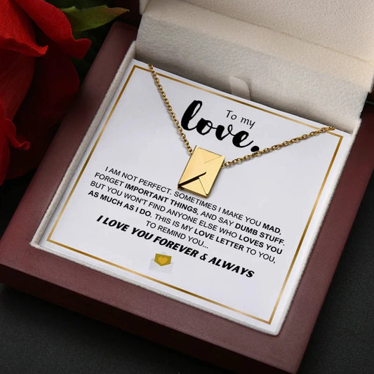 To My Love Christmas Gift Envelope Necklace With Flap Wooden Box For Girlfriend Birthday Mother's Day Valentine's Day Gifts | MMS