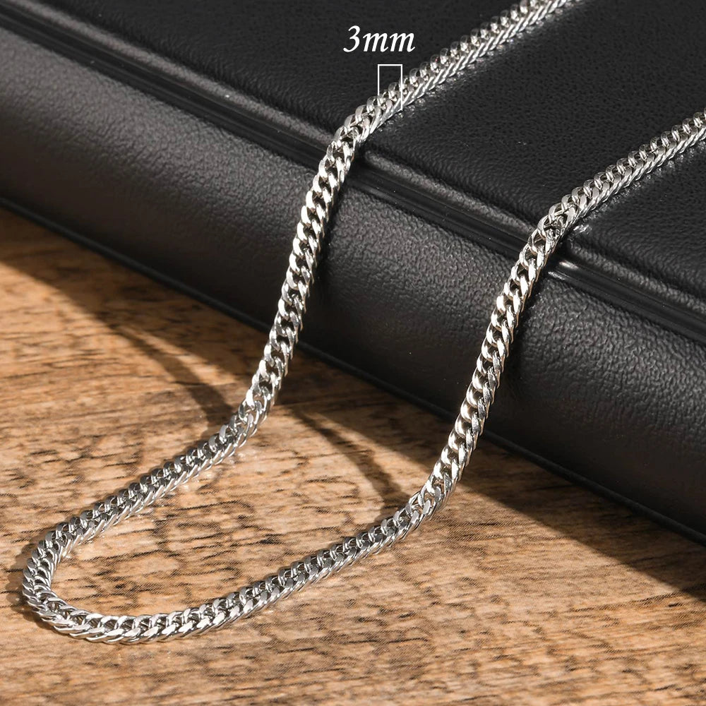 MMS 3/5/7/9mm Thick Cuban Chain Necklaces for Men Women,Simple Miami Curb Links Collar,Waterproof Stainless Steel Unisex Chain