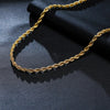 Dainty Gold Color Rope Chain Necklaces for Women Men,Chic Twisted Collar, Waterproof Stainless Steel Link 2/3/4/5mm Width | MONMONSHOP