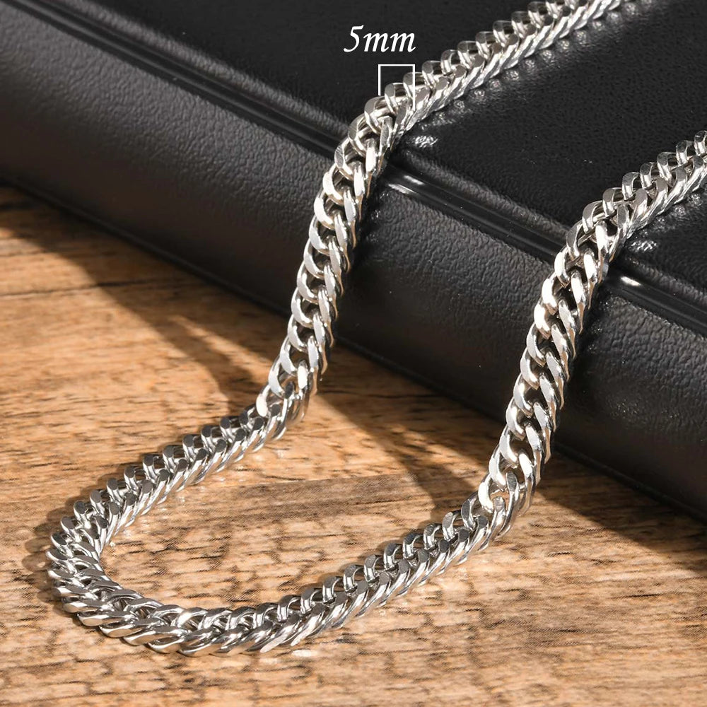 MMS 3/5/7/9mm Thick Cuban Chain Necklaces for Men Women,Simple Miami Curb Links Collar,Waterproof Stainless Steel Unisex Chain