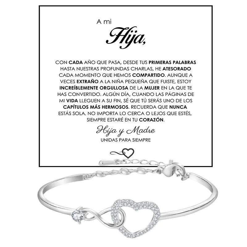 To My Daughter Infinite Symbol Hollow Heart Bracelet With Gift Box For Daughter's Birthday Party Adult Gifts | MONMONSHOP