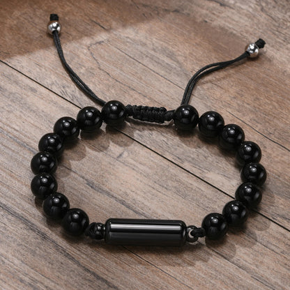 New Men's Casual Lava Stone Beads Urn Bracelets for Ashes, Hollow Tube Cremation Keepsake Memorial Jewelry,Length Adjustable | MMS