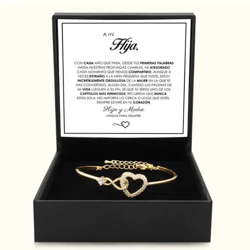 To My Daughter Infinite Symbol Hollow Heart Bracelet With Gift Box For Daughter's Birthday Party Adult Gifts | MONMONSHOP