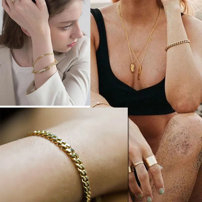 MMS 3-11mm Chunky Miami Curb Chain Bracelet for Men, Stainless Steel Cuban Link Chain Wristband Classic Punk Heavy Male Jewelry