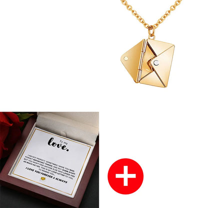 To My Love Christmas Gift Envelope Necklace With Flap Wooden Box For Girlfriend Birthday Mother's Day Valentine's Day Gifts | MMS