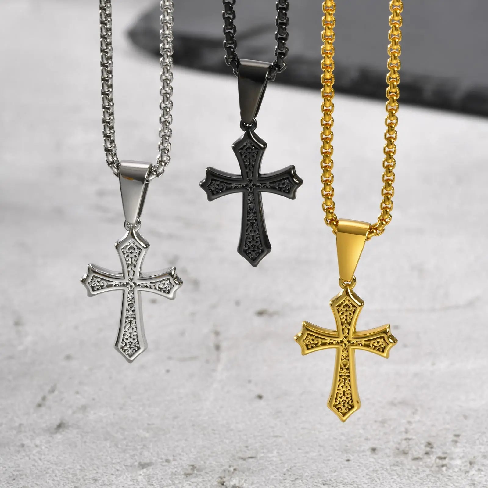Jewelry Gifts Hip Hop Cross Necklace for Men Women, Stainless Steel Chic Cross Pendant,Christian Classic | MONMONSHOP - monmonshop.com