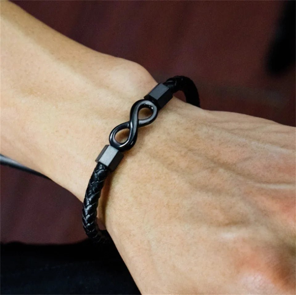 Men's Leather Rope Bracele For Birthday Father's Day Christmas Gifts To My Man Custom Engraved | MONMONShop - monmonshop.com