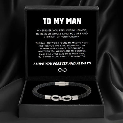 Men's Leather Rope Bracele For Birthday Father's Day Christmas Gifts To My Man Custom Engraved | MONMONShop - monmonshop.com