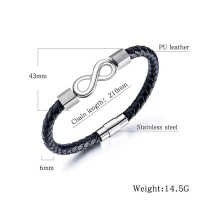 Men's Leather Rope Bracele For Birthday Father's Day Christmas Gifts To My Man Custom Engraved | MONMONShop - monmonshop.com