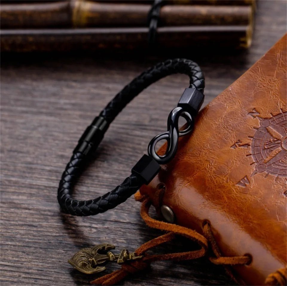 Men's Leather Rope Bracele For Birthday Father's Day Christmas Gifts To My Man Custom Engraved | MONMONShop - monmonshop.com