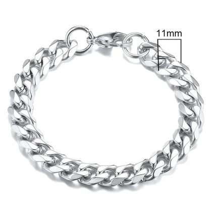 MMS 3 - 11mm Chunky Miami Curb Chain Bracelet for Men, Stainless Steel Cuban Link Chain Wristband Classic Punk Heavy Male Jewelry - monmonshop.com