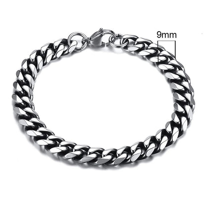 MMS 3 - 11mm Chunky Miami Curb Chain Bracelet for Men, Stainless Steel Cuban Link Chain Wristband Classic Punk Heavy Male Jewelry - monmonshop.com