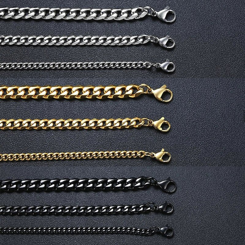 MMS 3 - 11mm Chunky Miami Curb Chain Bracelet for Men, Stainless Steel Cuban Link Chain Wristband Classic Punk Heavy Male Jewelry - monmonshop.com