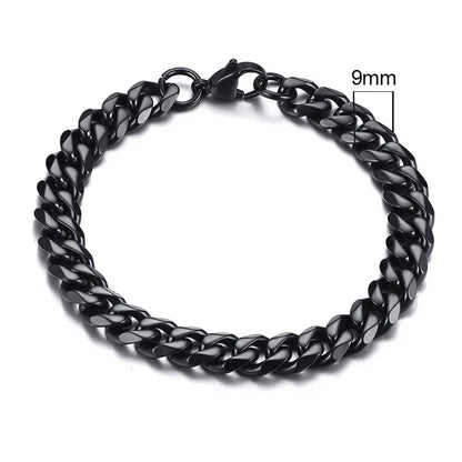 MMS 3 - 11mm Chunky Miami Curb Chain Bracelet for Men, Stainless Steel Cuban Link Chain Wristband Classic Punk Heavy Male Jewelry - monmonshop.com
