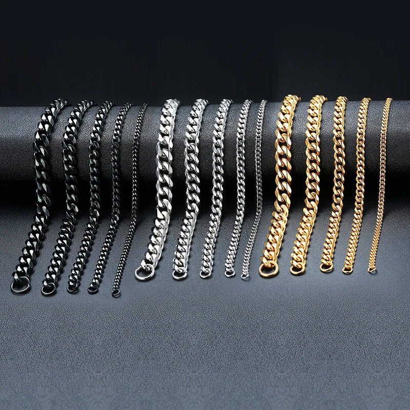 MMS 3 - 11mm Chunky Miami Curb Chain Bracelet for Men, Stainless Steel Cuban Link Chain Wristband Classic Punk Heavy Male Jewelry - monmonshop.com
