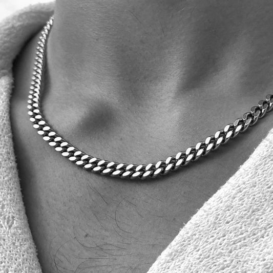 MMS 3/5/7/9mm Thick Cuban Chain Necklaces for Men Women,Simple Miami Curb Links Collar,Waterproof Stainless Steel Unisex Chain - monmonshop.com