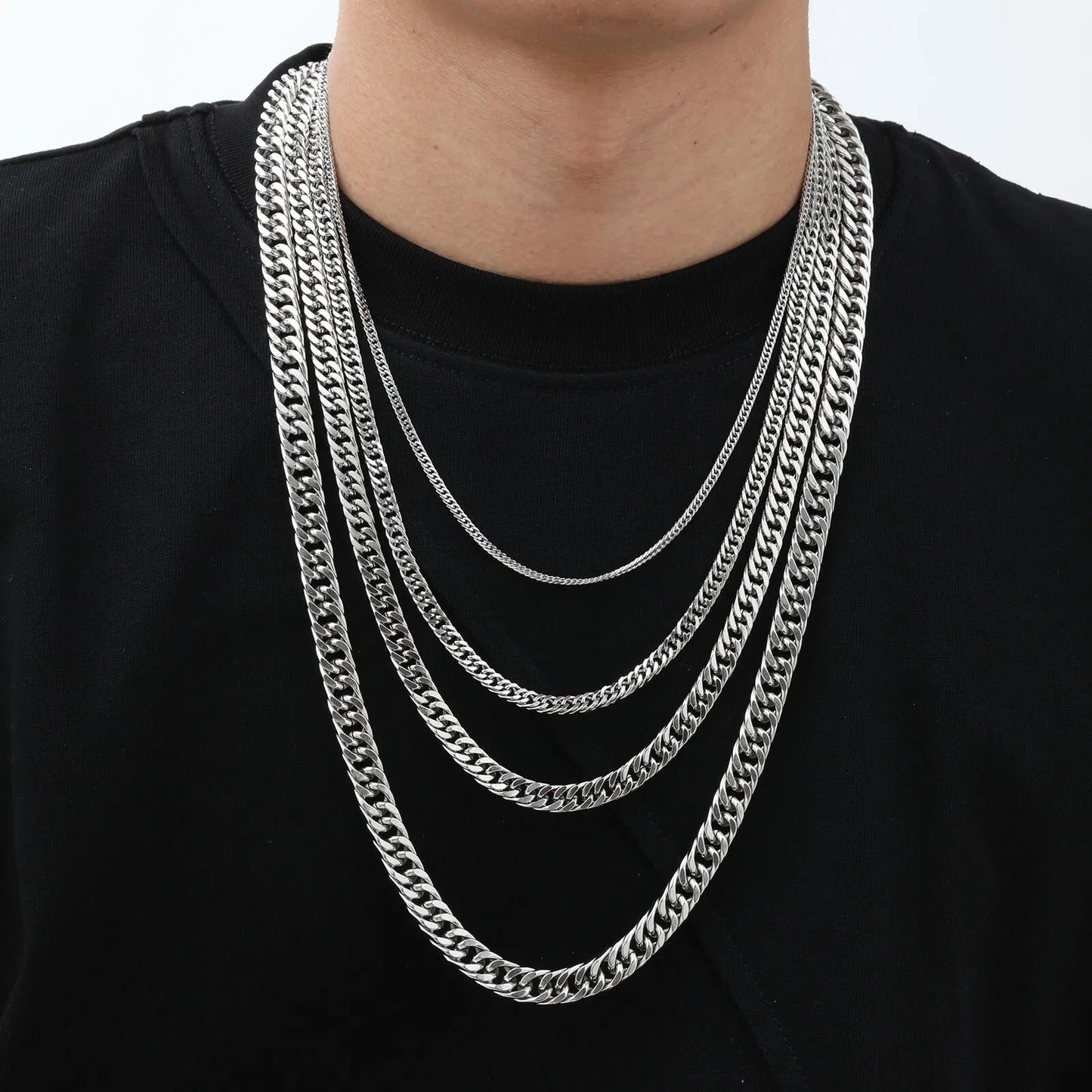 MMS 3/5/7/9mm Thick Cuban Chain Necklaces for Men Women,Simple Miami Curb Links Collar,Waterproof Stainless Steel Unisex Chain - monmonshop.com