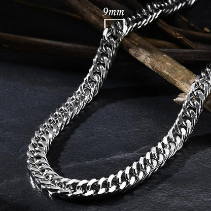 MMS 3/5/7/9mm Thick Cuban Chain Necklaces for Men Women,Simple Miami Curb Links Collar,Waterproof Stainless Steel Unisex Chain - monmonshop.com