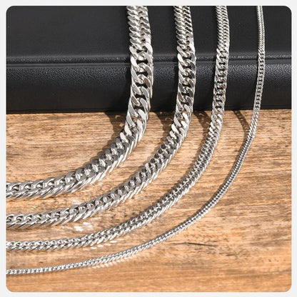 MMS 3/5/7/9mm Thick Cuban Chain Necklaces for Men Women,Simple Miami Curb Links Collar,Waterproof Stainless Steel Unisex Chain - monmonshop.com