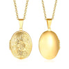 Monogram Floral Oval Heart Locket Pendant Necklaces for Women Men, Stainless Steel Photo Frame Promise Love Keepsake Collar | MMS - monmonshop.com