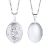 Monogram Floral Oval Heart Locket Pendant Necklaces for Women Men, Stainless Steel Photo Frame Promise Love Keepsake Collar | MMS - monmonshop.com