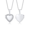 Monogram Floral Oval Heart Locket Pendant Necklaces for Women Men, Stainless Steel Photo Frame Promise Love Keepsake Collar | MMS - monmonshop.com