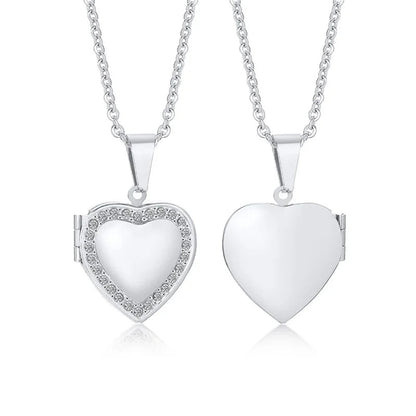 Monogram Floral Oval Heart Locket Pendant Necklaces for Women Men, Stainless Steel Photo Frame Promise Love Keepsake Collar | MMS - monmonshop.com