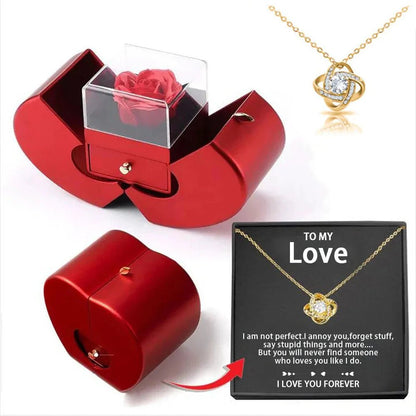 New Christmas Gift Apple Jewelry Box With Eternal Flower Box Rose Flower Birthday Party New Year Valentine's Day Gift | MMS - monmonshop.com