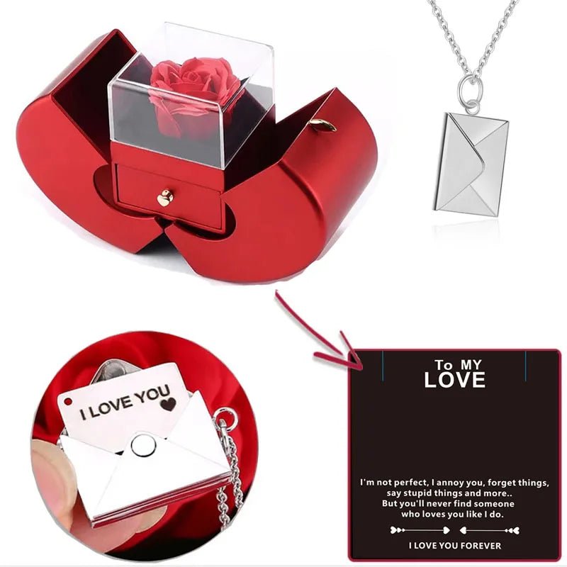 New Christmas Gift Apple Jewelry Box With Eternal Flower Box Rose Flower Birthday Party New Year Valentine's Day Gift | MMS - monmonshop.com