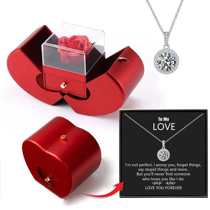 New Christmas Gift Apple Jewelry Box With Eternal Flower Box Rose Flower Birthday Party New Year Valentine's Day Gift | MMS - monmonshop.com