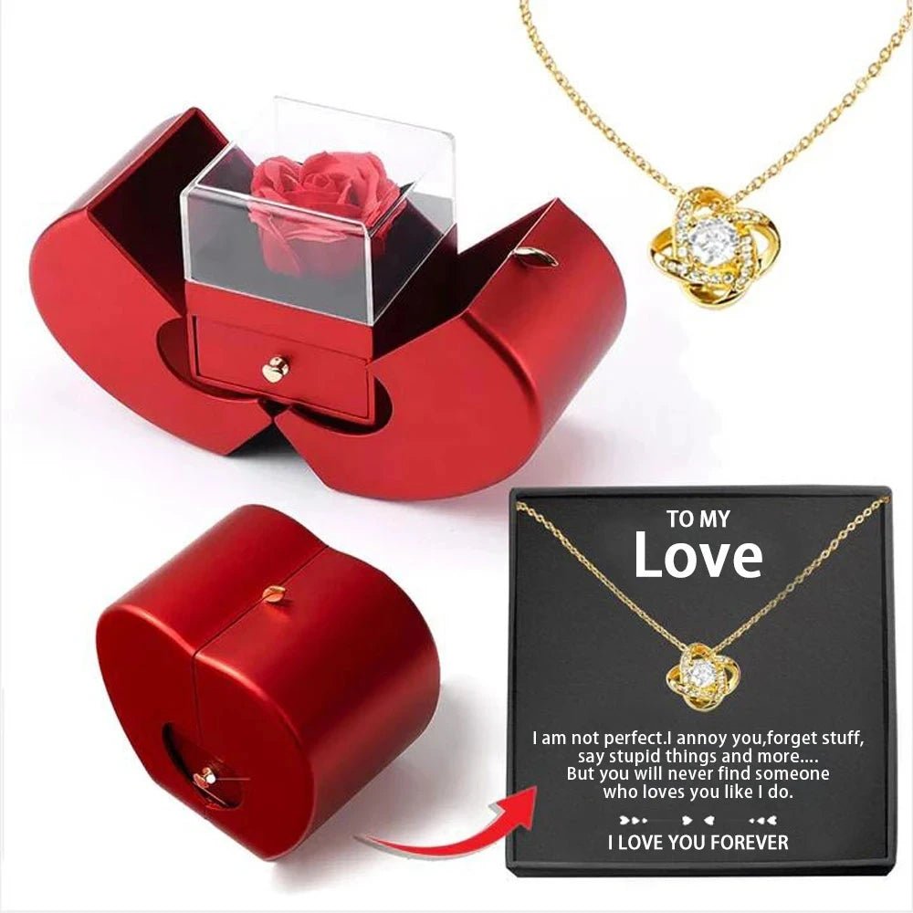 New Christmas Gift Apple Jewelry Box With Eternal Flower Box Rose Flower Birthday Party New Year Valentine's Day Gift | MMS - monmonshop.com