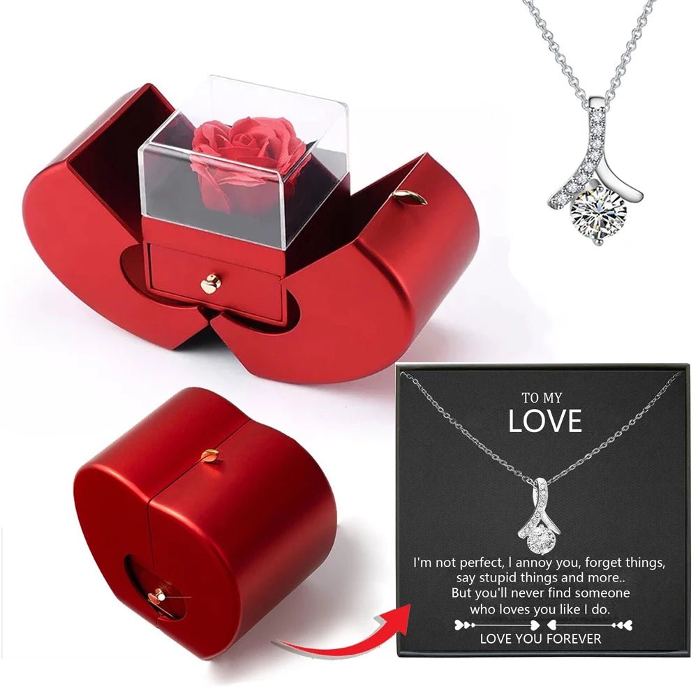 New Christmas Gift Apple Jewelry Box With Eternal Flower Box Rose Flower Birthday Party New Year Valentine's Day Gift | MMS - monmonshop.com