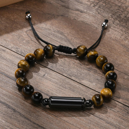 New Men's Casual Lava Stone Beads Urn Bracelets for Ashes, Hollow Tube Cremation Keepsake Memorial Jewelry,Length Adjustable | MMS - monmonshop.com