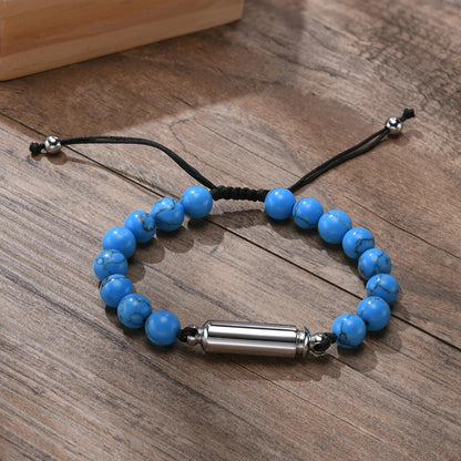 New Men's Casual Lava Stone Beads Urn Bracelets for Ashes, Hollow Tube Cremation Keepsake Memorial Jewelry,Length Adjustable | MMS - monmonshop.com
