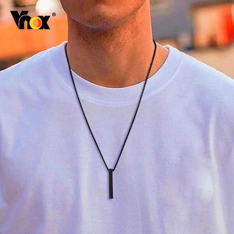 New Pillar Necklace for Men Women, Stainless Steel 3D Bar Pendant, Minimalist Simple Casual Unisex Neck Collar 5mm | MMS - monmonshop.com