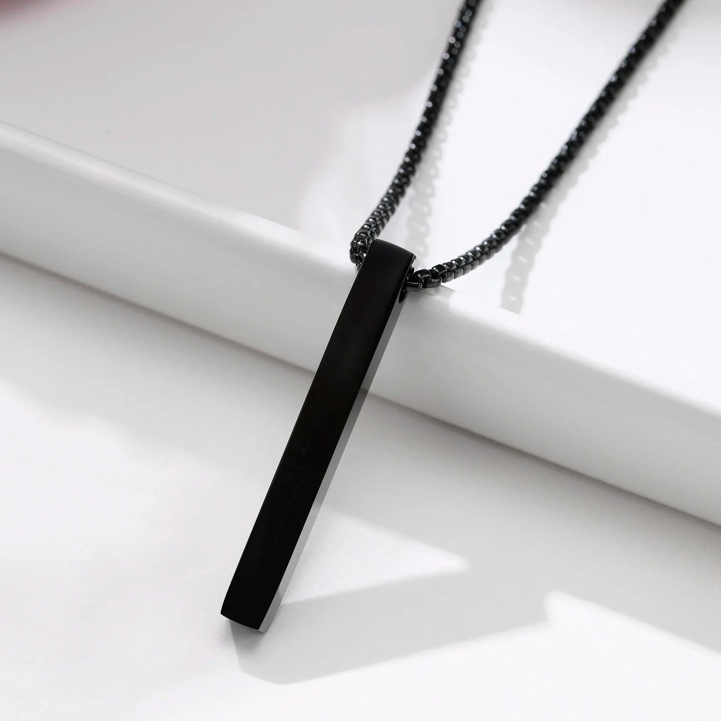 New Pillar Necklace for Men Women, Stainless Steel 3D Bar Pendant, Minimalist Simple Casual Unisex Neck Collar 5mm | MMS - monmonshop.com