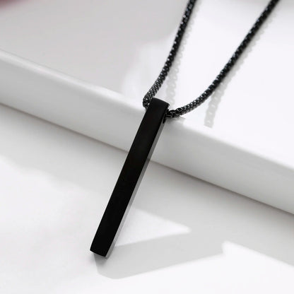 New Pillar Necklace for Men Women, Stainless Steel 3D Bar Pendant, Minimalist Simple Casual Unisex Neck Collar 5mm | MMS - monmonshop.com