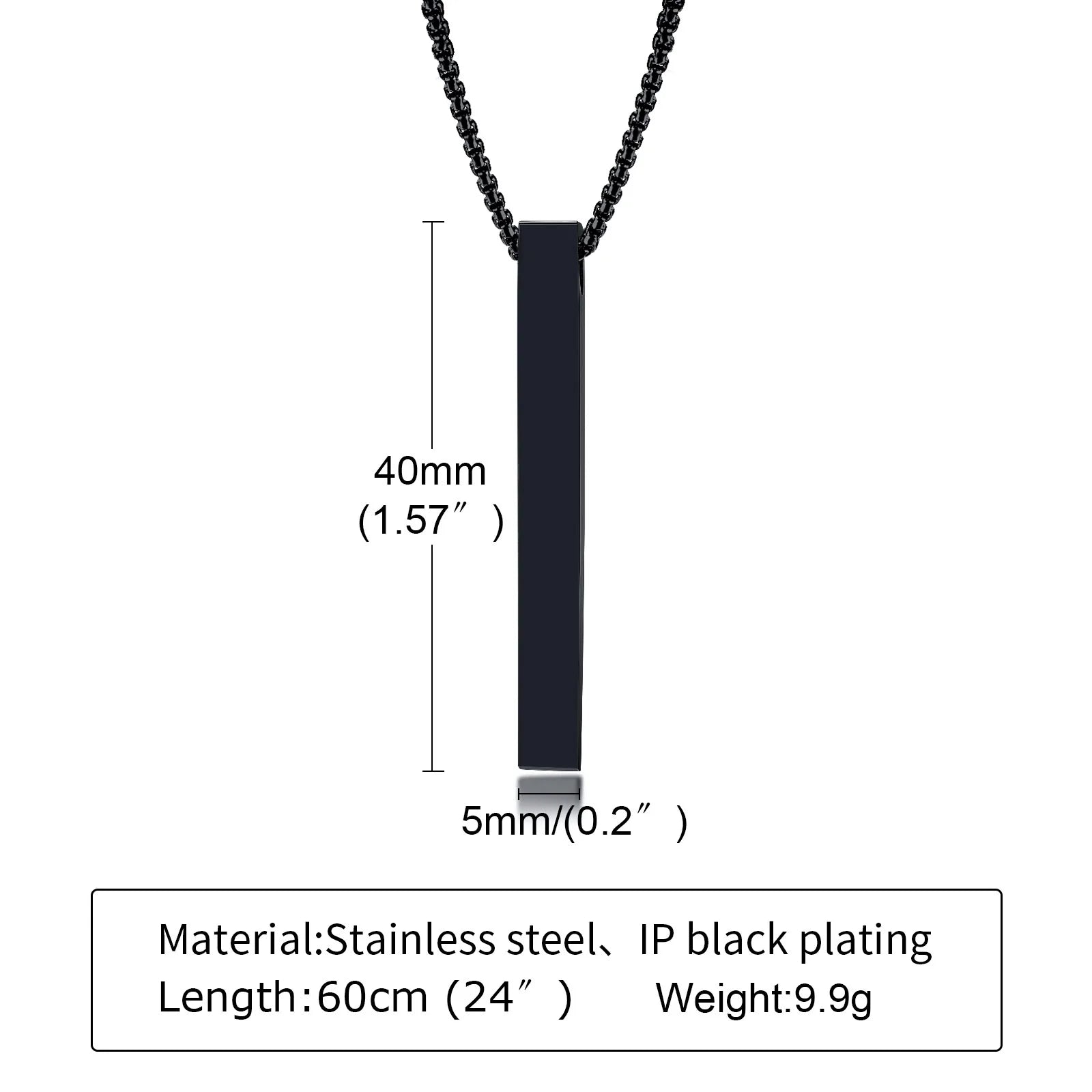 New Pillar Necklace for Men Women, Stainless Steel 3D Bar Pendant, Minimalist Simple Casual Unisex Neck Collar 5mm | MMS - monmonshop.com