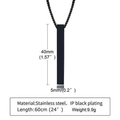 New Pillar Necklace for Men Women, Stainless Steel 3D Bar Pendant, Minimalist Simple Casual Unisex Neck Collar 5mm | MMS - monmonshop.com