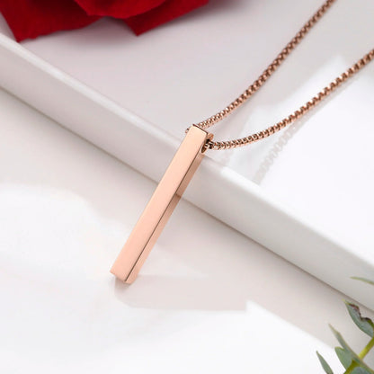 New Pillar Necklace for Men Women, Stainless Steel 3D Bar Pendant, Minimalist Simple Casual Unisex Neck Collar 5mm | MMS - monmonshop.com