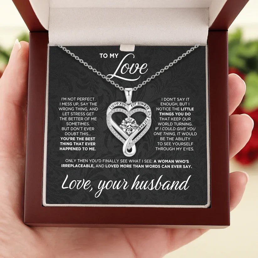 Silver Necklace Eternal Heart Double layered With Gift Box For Gilrfriend Wife Christmas Valentine's Day Gifts | MMS - monmonshop.com