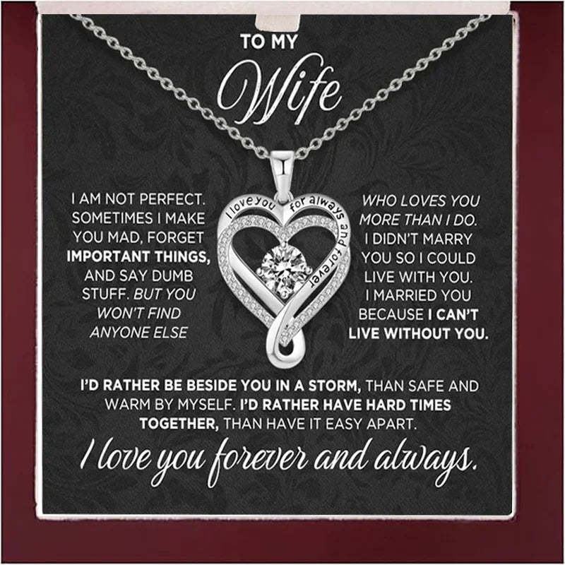 Silver Necklace Eternal Heart Double layered With Gift Box For Gilrfriend Wife Christmas Valentine's Day Gifts | MMS - monmonshop.com