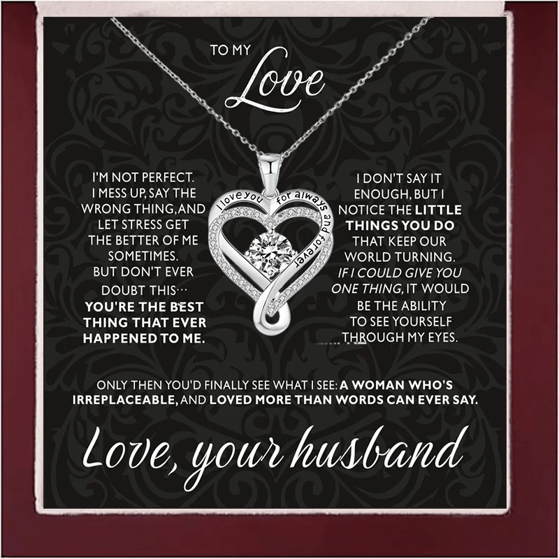 Silver Necklace Eternal Heart Double layered With Gift Box For Gilrfriend Wife Christmas Valentine's Day Gifts | MMS - monmonshop.com