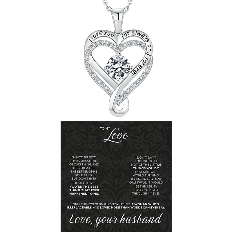 Silver Necklace Eternal Heart Double layered With Gift Box For Gilrfriend Wife Christmas Valentine's Day Gifts | MMS - monmonshop.com