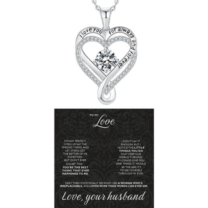 Silver Necklace Eternal Heart Double layered With Gift Box For Gilrfriend Wife Christmas Valentine's Day Gifts | MMS - monmonshop.com
