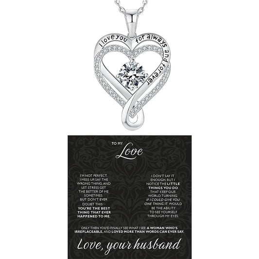 Silver Necklace Eternal Heart Double layered With Gift Box For Gilrfriend Wife Christmas Valentine's Day Gifts | MMS - monmonshop.com