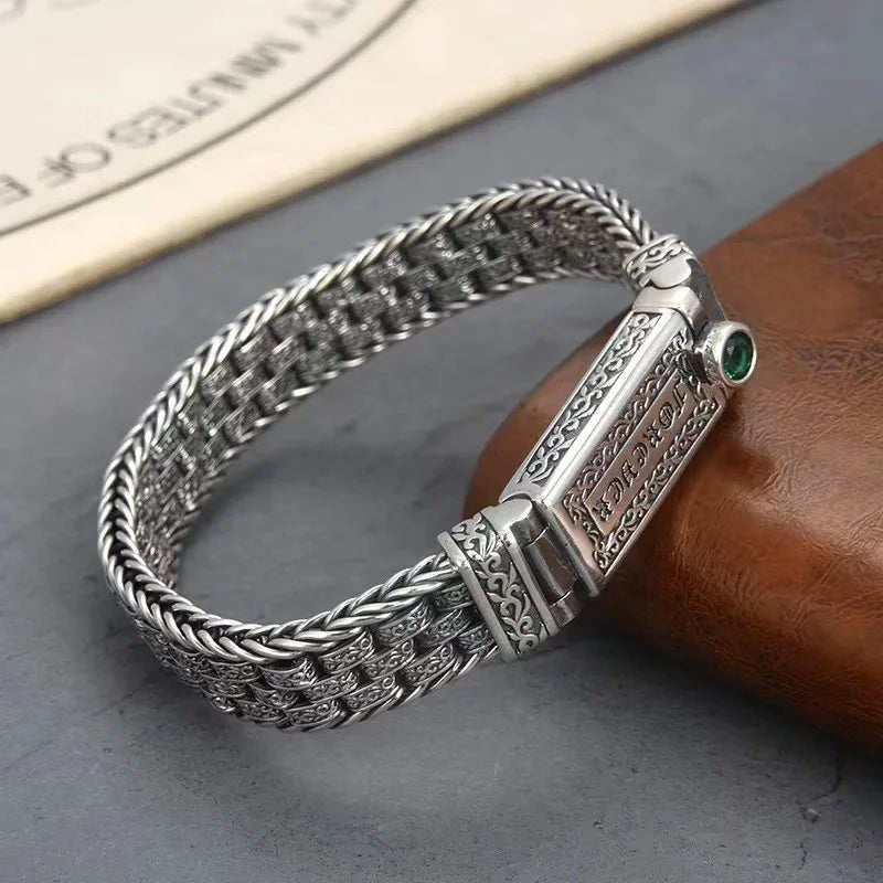 Silver Punk Retro Men's Lucky Bracelet Silver Tide Creative Personality Jewelry Chain Birthday Gift MMS - monmonshop.com