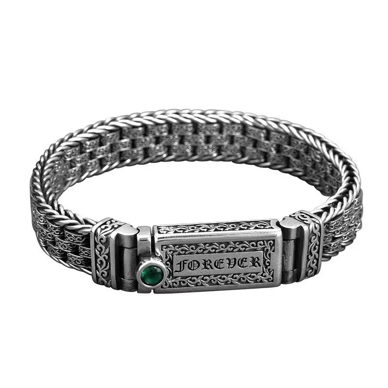 Silver Punk Retro Men's Lucky Bracelet Silver Tide Creative Personality Jewelry Chain Birthday Gift MMS - monmonshop.com