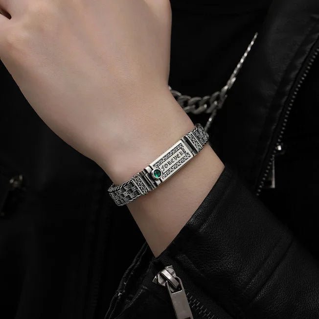 Silver Punk Retro Men's Lucky Bracelet Silver Tide Creative Personality Jewelry Chain Birthday Gift MMS - monmonshop.com