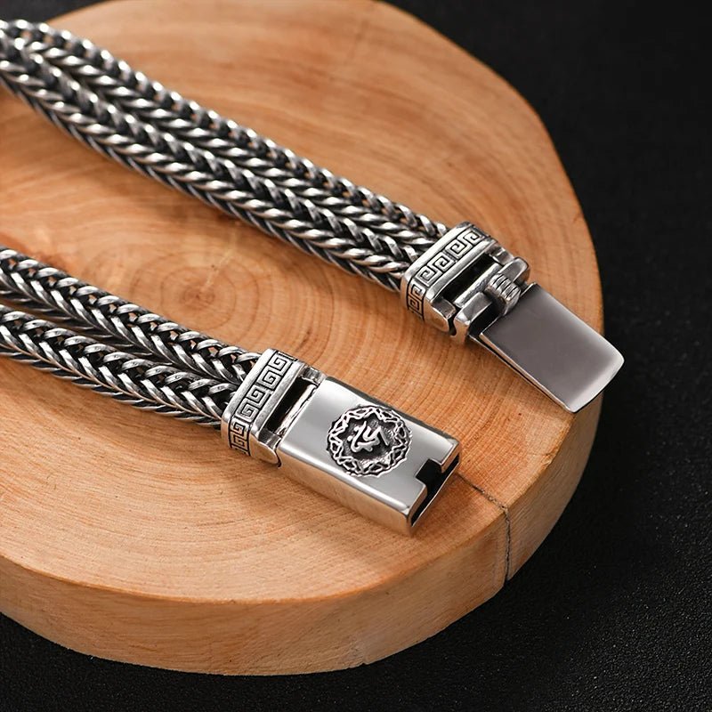 Solid S925 Silver Hand Woven Heavy Bracelet Men's Fashion Retro Bracelet Personality Vintage Jewelry|MMS - monmonshop.com